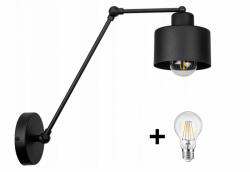Glimex LAVOR hosszú karos állítható fekete fali lámpa 1x E27 + ajándék LED izzó (GKL0013)