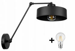 Glimex LAVOR MED hosszú karos állítható fekete fali lámpa 1x E27 + ajándék LED izzó (GNL0010)