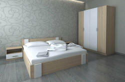 Ekomebel Set dormitor Bora cu saltea 160 cm strejar sonoma si alb
