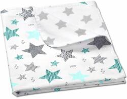 Kidizi Paturica dubla din bumbac si flanel 100x75 cm Kidizi All Mint Stars, 100% bumbac (5949221102368) Lenjerii de pat bebelusi‎, patura bebelusi