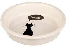 TRIXIE Ceramic Bowl - kerámia tál (fehér, mintás) macskák részére (0, 25l /Ø13cm)