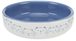 TRIXIE Ceramic Bowl - kerámia tál (fehér, kék) rövid orrú macskák részére (0, 3l /Ø11cm)