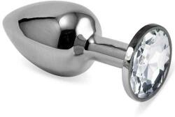 Lovetoy Butt Plug Metal Rosebud S - Piatra Transparenta