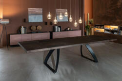 ST PONTE tölgyfa furnér bővíthető design étkezőasztal - sötét tölgy/fekete (ST-OM/243/RT ST-OM/242/RT)