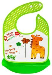 BocioLand baveta din silicon cu buzunar Girafă, verde