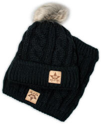 Baby Nellys Iarna tricotate pălărie cu pompon + coș de fum, negru