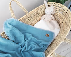 Baby Nellys Muslină luxoasă cu două straturi baby pătură, 75 x 100 cm, albastru