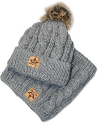 Baby Nellys Iarna tricotate pălărie cu pompon + coș de fum, gri