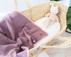 Baby Nellys Muslină luxoasă cu două straturi baby pătură, 75 x 100 cm, Violet