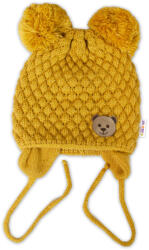 Baby Nellys Iarna tricotate capac Ursuleț de pluș pentru legare, muștar