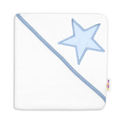 Baby Nellys termica pentru copii prosop de baie Baby Stele cu glugă, 80 x 80 cm - alb/albastru
