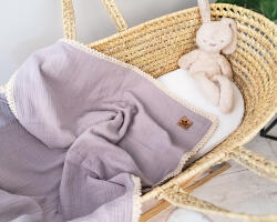 Baby Nellys Muslină luxoasă cu două straturi baby pătură, 75 x 100 cm, gri