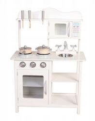 ECOTOYS Bucătărie din lemn cu accesorii, 85 x 60 x 30 cm - alb