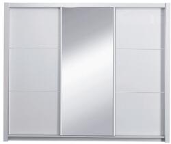 T-K-2020 Dulap cu oglinda Asiena 208 cm alba si alb lucios hg Garderoba