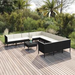 vidaXL Set mobilier de grădină cu perne, 12 piese, negru, poliratan (3094500) - comfy