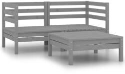 vidaXL Set mobilier de grădină, 3 piese, gri, lemn masiv de pin (806604) - comfy