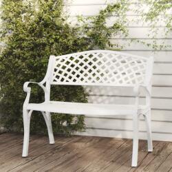 vidaXL Bancă de grădină, alb, 102 cm, aluminiu turnat (317746) - comfy