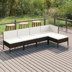 vidaXL Set mobilier de grădină cu perne, 5 piese, negru, poliratan (3094368) - comfy
