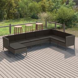 vidaXL Set mobilier de grădină cu perne, 8 piese, gri, poliratan (3094422) - comfy