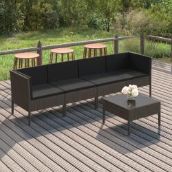 vidaXL Set mobilier de grădină cu perne, 5 piese, gri, poliratan (3094338) - comfy