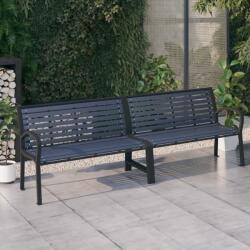 vidaXL Bancă dublă de grădină, negru, 251 cm, oțel și WPC (317127) - comfy