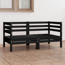 vidaXL Canapea de grădină cu 2 locuri, negru, lemn masiv de pin (3082391) - comfy