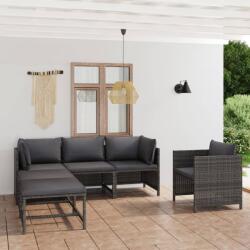 vidaXL Set mobilier de grădină cu perne, 6 piese, gri, poliratan (3059756) - comfy