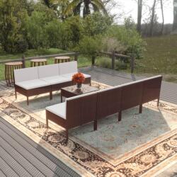 vidaXL Set mobilier de grădină cu perne, 8 piese, maro, poliratan (3094327) - comfy