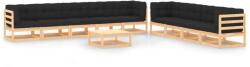 vidaXL Set mobilier de grădină perne antracit 10 piese lemn masiv pin (3083912)