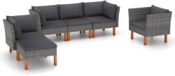 vidaXL Set mobilier grădină 6 piese gri poliratan/lemn de eucalipt (3082084)