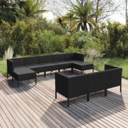 vidaXL Set mobilier de grădină cu perne, 10 piese, negru, poliratan (3094581) - comfy