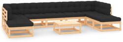 vidaXL Set mobilier grădină, perne antracit, 10 piese, lemn masiv pin (3083889)