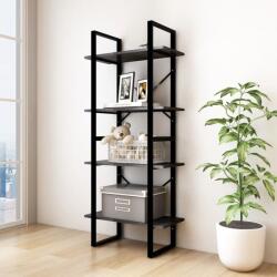 vidaXL Bibliotecă cu 4 rafturi, negru, 60x30x140 cm, lemn masiv de pin (806446) - comfy