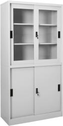 vidaXL Dulap de birou cu ușă glisantă, gri deschis, 90x40x180 cm, oțel (335963) Dulap arhivare