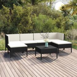 vidaXL Set mobilier de grădină cu perne, 7 piese, negru, poliratan (3094536) - comfy