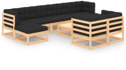 vidaXL Set mobilier de grădină perne antracit 10 piese lemn masiv pin (3083892)