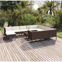 vidaXL Set mobilier de grădină cu perne, 12 piese, maro, poliratan (3094511) - comfy