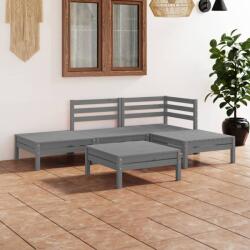 vidaXL Set mobilier de grădină, 5 piese, gri, lemn masiv de pin (3082624) - comfy