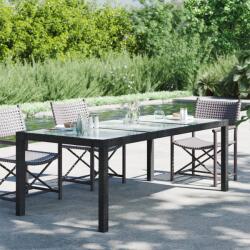 vidaXL Masă de grădină, negru, 190x90x75cm sticlă securizată & poliratan (316712) - comfy