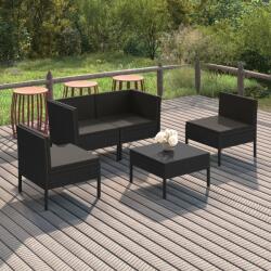 vidaXL Set mobilier de grădină cu perne, 5 piese, negru, poliratan (3094341) - comfy