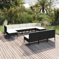 vidaXL Set mobilier de grădină cu perne, 10 piese, negru, poliratan (3094568) - comfy