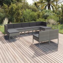 vidaXL Set mobilier de grădină cu perne, 9 piese, gri, poliratan (3094550) - comfy