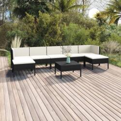 vidaXL Set mobilier de grădină cu perne, 8 piese, negru, poliratan (3094544) - comfy