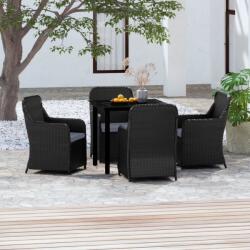vidaXL Set mobilier de grădină cu perne, 5 piese, negru (3099530)