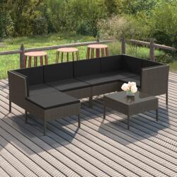vidaXL Set mobilier de grădină cu perne, 7 piese, gri, poliratan (3094410) - comfy