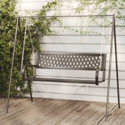 vidaXL Bancă balansoar de grădină, negru, 125 cm, oțel și plastic (317144) - comfy