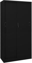vidaXL Dulap de birou cu ușă glisantă, negru, 90x40x180 cm, oțel (335960)