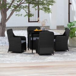 vidaXL Set mobilier de grădină cu perne, 5 piese, negru (3099542)