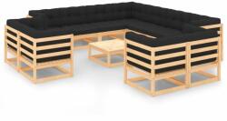 vidaXL Set mobilier de grădină perne antracit 12 piese lemn masiv pin (3083862)