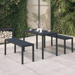 vidaXL Set mobilier de grădină, 3 piese, negru, WPC și oțel (317139) - comfy